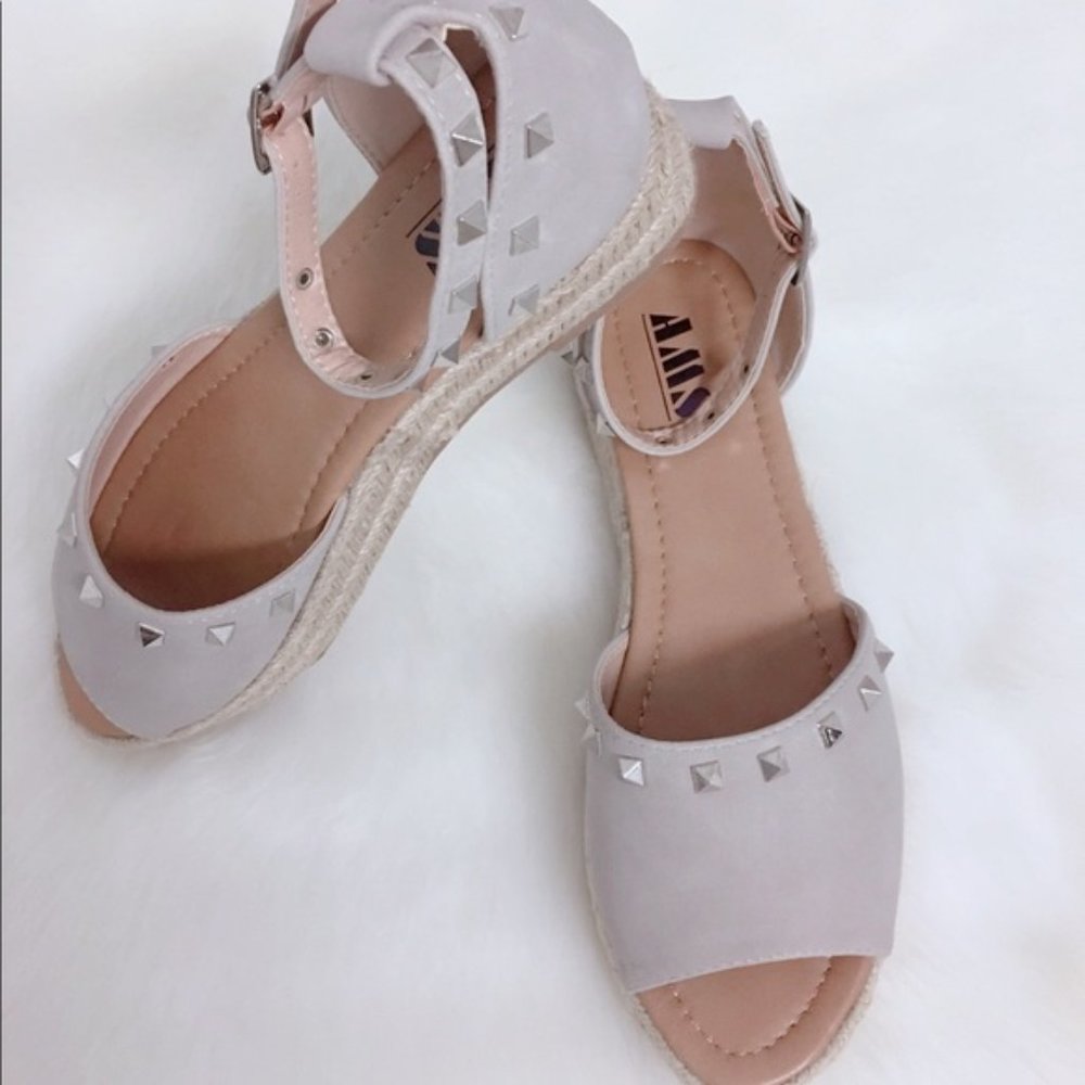 Studded Spike Espadrille Platform Sandals LIGHT GRAY - Picture 9 of 11